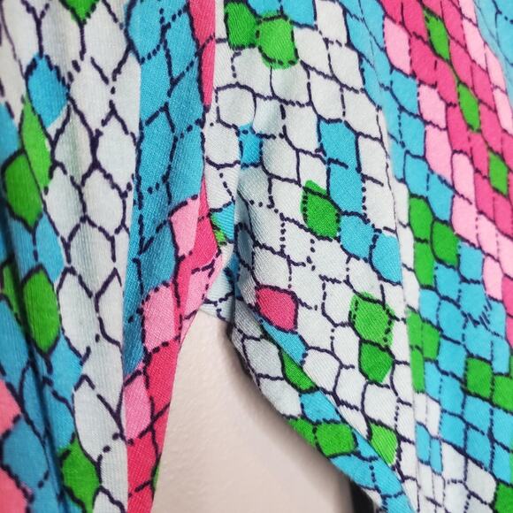 LILLY PULITZER 'SHOW ME SOME SKIN' PRINT 3/4 LENGTH SLEEVES TUNIC TOP PINK BLUE - Picture 14 of 16